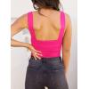 imageREORIA Butsmooth Womens Basic Sexy Square Neck Sleeveless Tank Tops Bodysuits ClubwearNeon Rose Red
