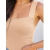 imageREORIA Butsmooth Womens Basic Sexy Square Neck Sleeveless Tank Tops Bodysuits ClubwearNude