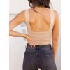 imageREORIA Butsmooth Womens Basic Sexy Square Neck Sleeveless Tank Tops Bodysuits ClubwearNude
