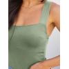 imageREORIA Butsmooth Womens Basic Sexy Square Neck Sleeveless Tank Tops Bodysuits ClubwearOlive Green