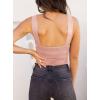 imageREORIA Butsmooth Womens Basic Sexy Square Neck Sleeveless Tank Tops Bodysuits ClubwearPink