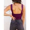 imageREORIA Butsmooth Womens Basic Sexy Square Neck Sleeveless Tank Tops Bodysuits ClubwearPurple