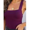 imageREORIA Butsmooth Womens Basic Sexy Square Neck Sleeveless Tank Tops Bodysuits ClubwearPurple