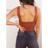 imageREORIA Butsmooth Womens Basic Sexy Square Neck Sleeveless Tank Tops Bodysuits ClubwearRusty Red