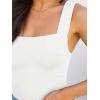 imageREORIA Butsmooth Womens Basic Sexy Square Neck Sleeveless Tank Tops Bodysuits ClubwearWhite