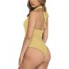 imageREORIA Butsmooth Womens Trendy Sexy Criss Cross Halter Neck Sleeveless Thong Bodysuits Tops ClubwearHoneybee