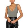 imageREORIA Butsmooth Womens Trendy Sexy Plunge Deep V Neck Sleeveless V Backless Going Out Tank Bodysuits TopsAntique Pewter