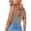 imageREORIA Butsmooth Womens Trendy Sexy Plunge Deep V Neck Sleeveless V Backless Going Out Tank Bodysuits TopsAntique Pewter