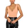 imageREORIA Butsmooth Womens Trendy Sexy Plunge Deep V Neck Sleeveless V Backless Going Out Tank Bodysuits TopsPeach Fuzz