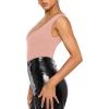 imageREORIA Butsmooth Womens Trendy Sexy Plunge Deep V Neck Sleeveless V Backless Going Out Tank Bodysuits TopsPink