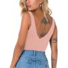 imageREORIA Butsmooth Womens Trendy Sexy Plunge Deep V Neck Sleeveless V Backless Going Out Tank Bodysuits TopsPink