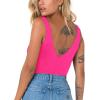 imageREORIA Butsmooth Womens Trendy Sexy Plunge Deep V Neck Sleeveless V Backless Going Out Tank Bodysuits TopsRose Red