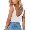 imageREORIA Butsmooth Womens Trendy Sexy Plunge Deep V Neck Sleeveless V Backless Going Out Tank Bodysuits TopsWhite