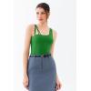 imageREORIA Womens Asymmetrical Shoulder Strap Bodysuit Y2K Sexy OnePiece Sleeveless 2025 SpringSummer Designer CollectionKelly Green