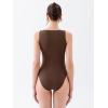 imageREORIA Womens Asymmetrical Shoulder Strap Bodysuit Y2K Sexy OnePiece Sleeveless 2025 SpringSummer Designer CollectionShaved Chocolate