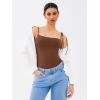 imageREORIA Womens Bodysuit Shoulder Strap Bodysuit Sleeveless Outfit 2025 SpringSummer Designer CollectionChocolate Lab