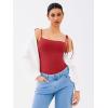 imageREORIA Womens Bodysuit Shoulder Strap Bodysuit Sleeveless Outfit 2025 SpringSummer Designer CollectionRibbon Red