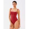 imageREORIA Womens Bodysuit Shoulder Strap Bodysuit Sleeveless Outfit 2025 SpringSummer Designer CollectionRibbon Red