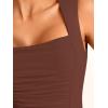 imageREORIA Womens Square Neck Body Suit Sleeveless Sexy Mesh Ruched Bodysuits Tank Tops 2025 SpringSummer Designer CollectionBrownout