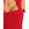 imageREORIA Womens Square Neck Body Suit Sleeveless Sexy Mesh Ruched Bodysuits Tank Tops 2025 SpringSummer Designer CollectionGoji Berry