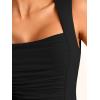 imageREORIA Womens Square Neck Body Suit Sleeveless Sexy Mesh Ruched Bodysuits Tank Tops 2025 SpringSummer Designer CollectionJet Black