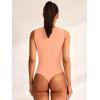 imageREORIA Womens Square Neck Body Suit Sleeveless Sexy Mesh Ruched Bodysuits Tank Tops 2025 SpringSummer Designer CollectionPeach Nectar