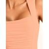 imageREORIA Womens Square Neck Body Suit Sleeveless Sexy Mesh Ruched Bodysuits Tank Tops 2025 SpringSummer Designer CollectionPeach Nectar