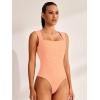 imageREORIA Womens Square Neck Body Suit Sleeveless Sexy Mesh Ruched Bodysuits Tank Tops 2025 SpringSummer Designer CollectionPeach Nectar