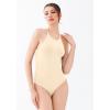 imageREORIA Womens Tie Strap Halter Bodysuit Sleeveless Round Neck tank tops bodysuit Outfit 2025 SpringSummer CollectionButtercream