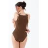 imageREORIA Womens Tie Strap Halter Bodysuit Sleeveless Round Neck tank tops bodysuit Outfit 2025 SpringSummer CollectionChocolate Lab