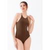 imageREORIA Womens Tie Strap Halter Bodysuit Sleeveless Round Neck tank tops bodysuit Outfit 2025 SpringSummer CollectionChocolate Lab