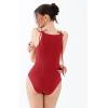 imageREORIA Womens Tie Strap Halter Bodysuit Sleeveless Round Neck tank tops bodysuit Outfit 2025 SpringSummer CollectionRibbon Red