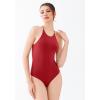 imageREORIA Womens Tie Strap Halter Bodysuit Sleeveless Round Neck tank tops bodysuit Outfit 2025 SpringSummer CollectionRibbon Red