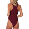 imageREORIA Womens Trendy Sexy Scoop Neck Racerback Tank Top Button Down Bodysuits07burgundy