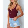 imageREORIA Womens Trendy Sexy Scoop Neck Racerback Tank Top Button Down Bodysuits07burgundy