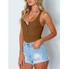 imageREORIA Womens Trendy Sexy Scoop Neck Racerback Tank Top Button Down BodysuitsBrown