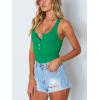 imageREORIA Womens Trendy Sexy Scoop Neck Racerback Tank Top Button Down BodysuitsGreen