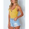 imageREORIA Womens Trendy Sexy Scoop Neck Racerback Tank Top Button Down BodysuitsMustard Yellow