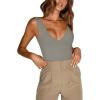 imageREORIA Butsmooth Womens Trendy Sexy Plunge Deep V Neck Sleeveless V Backless Going Out Tank Bodysuits TopsAntique Pewter