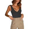 imageREORIA Butsmooth Womens Trendy Sexy Plunge Deep V Neck Sleeveless V Backless Going Out Tank Bodysuits TopsBlack