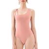 imageREORIA Womens Asymmetrical Shoulder Strap Bodysuit Y2K Sexy OnePiece Sleeveless 2025 SpringSummer Designer CollectionPink Dolphin
