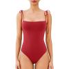 imageREORIA Womens Bodysuit Shoulder Strap Bodysuit Sleeveless Outfit 2025 SpringSummer Designer CollectionRibbon Red
