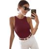 imageREORIA Butsmooth Womens Basic Sexy Sleeveless Racer Back Halter Neck Bodysuit Tank TopsBurgundy