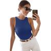 imageREORIA Butsmooth Womens Basic Sexy Sleeveless Racer Back Halter Neck Bodysuit Tank TopsDeep Blue