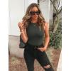 imageREORIA Butsmooth Womens Basic Sexy Sleeveless Racer Back Halter Neck Bodysuit Tank TopsGrey Green
