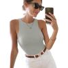 imageREORIA Butsmooth Womens Basic Sexy Sleeveless Racer Back Halter Neck Bodysuit Tank TopsLight Grey
