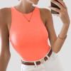 imageREORIA Butsmooth Womens Basic Sexy Sleeveless Racer Back Halter Neck Bodysuit Tank TopsNeon Pink