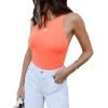 imageREORIA Butsmooth Womens Basic Sexy Sleeveless Racer Back Halter Neck Bodysuit Tank TopsNeon Pink