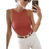 imageREORIA Butsmooth Womens Basic Sexy Sleeveless Racer Back Halter Neck Bodysuit Tank TopsRusty Red