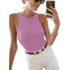 imageREORIA Butsmooth Womens Basic Sexy Sleeveless Racer Back Halter Neck Bodysuit Tank TopsViolet